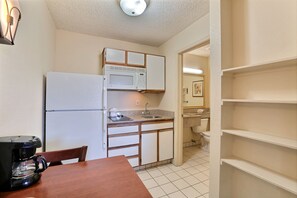 Fridge, microwave, coffee/tea maker
