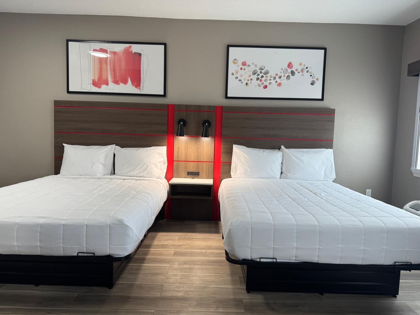Room, 2 Queen Beds, Non Smoking | Desk, laptop workspace, blackout curtains, iron/ironing board