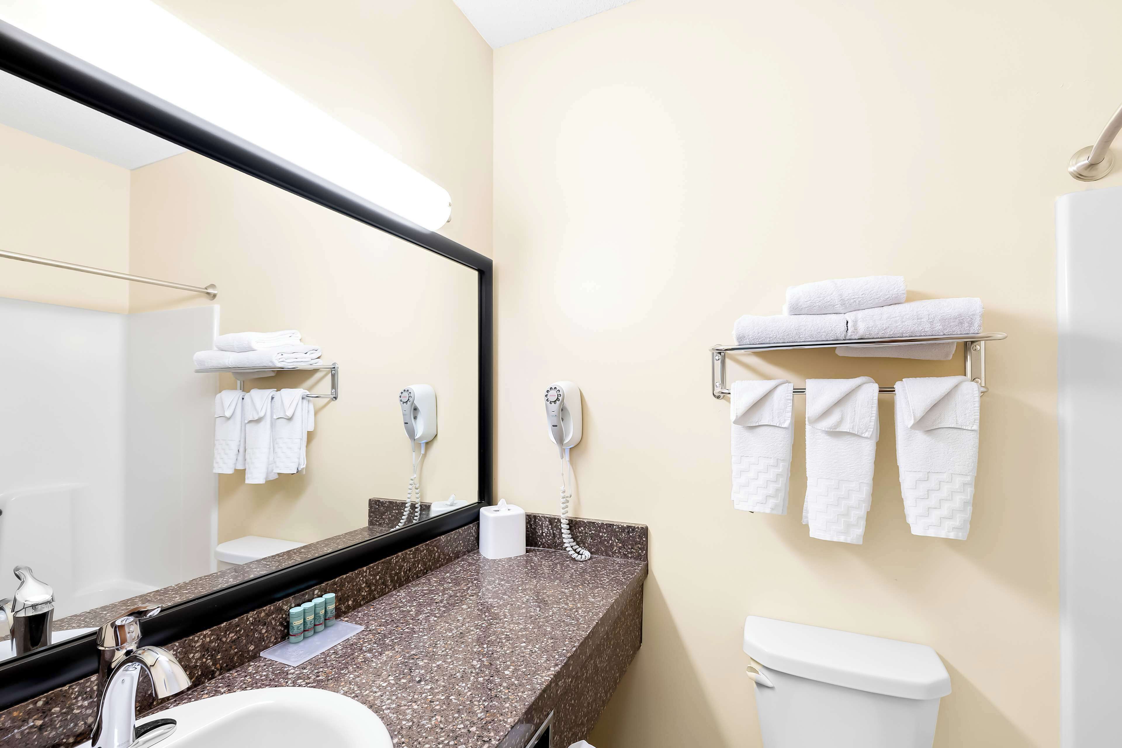 free toiletries, hair dryer, towels, soap