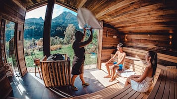 Sauna, steam room, body treatments, body wraps, body scrubs, facials
