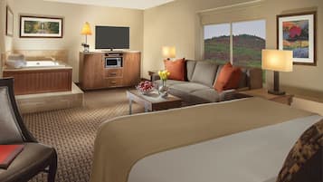Deluxe Room, Hot Tub | Premium bedding, in-room safe, desk, blackout curtains