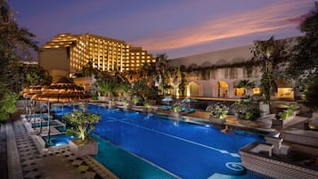 Outdoor pool, open 8:00 AM to 8:00 PM, pool umbrellas, sun loungers