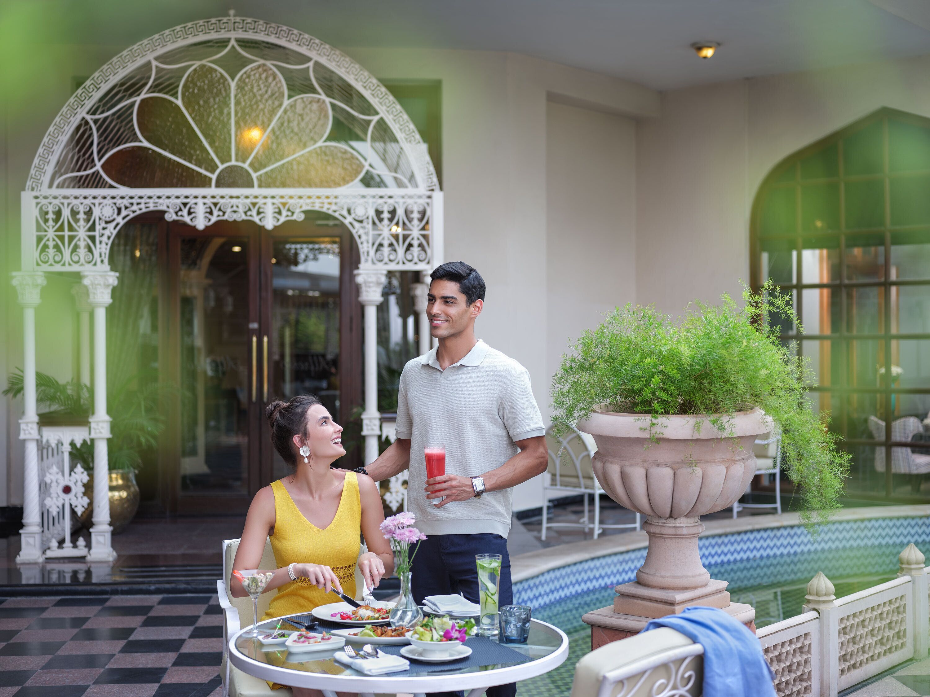 3 restaurants, breakfast, lunch, dinner served; indian cuisine