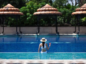 Outdoor pool, open 8:00 AM to 8:00 PM, pool umbrellas, sun loungers - Taj Krishna (Hyderabad)
