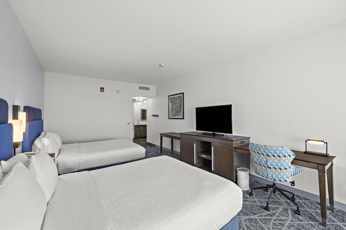 Room, 2 Queen Beds, Accessible, Non Smoking (mob/hearing acc w/ bathtub) | In-room safe, desk, laptop workspace, blackout drapes