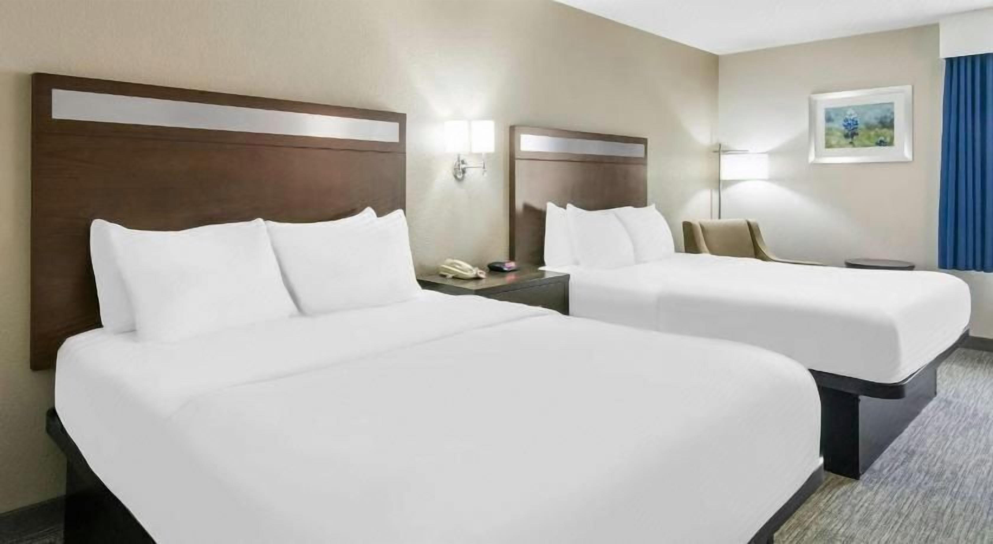 Pillowtop beds, desk, laptop workspace, iron/ironing board