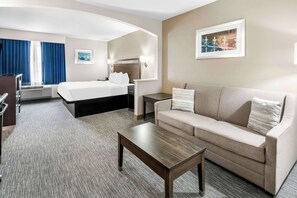 Suite, 1 cama de matrimonio grande, no fumadores, frigorífico y microondas | 1 dormitorio, escritorio, espacio para trabajar con un portátil