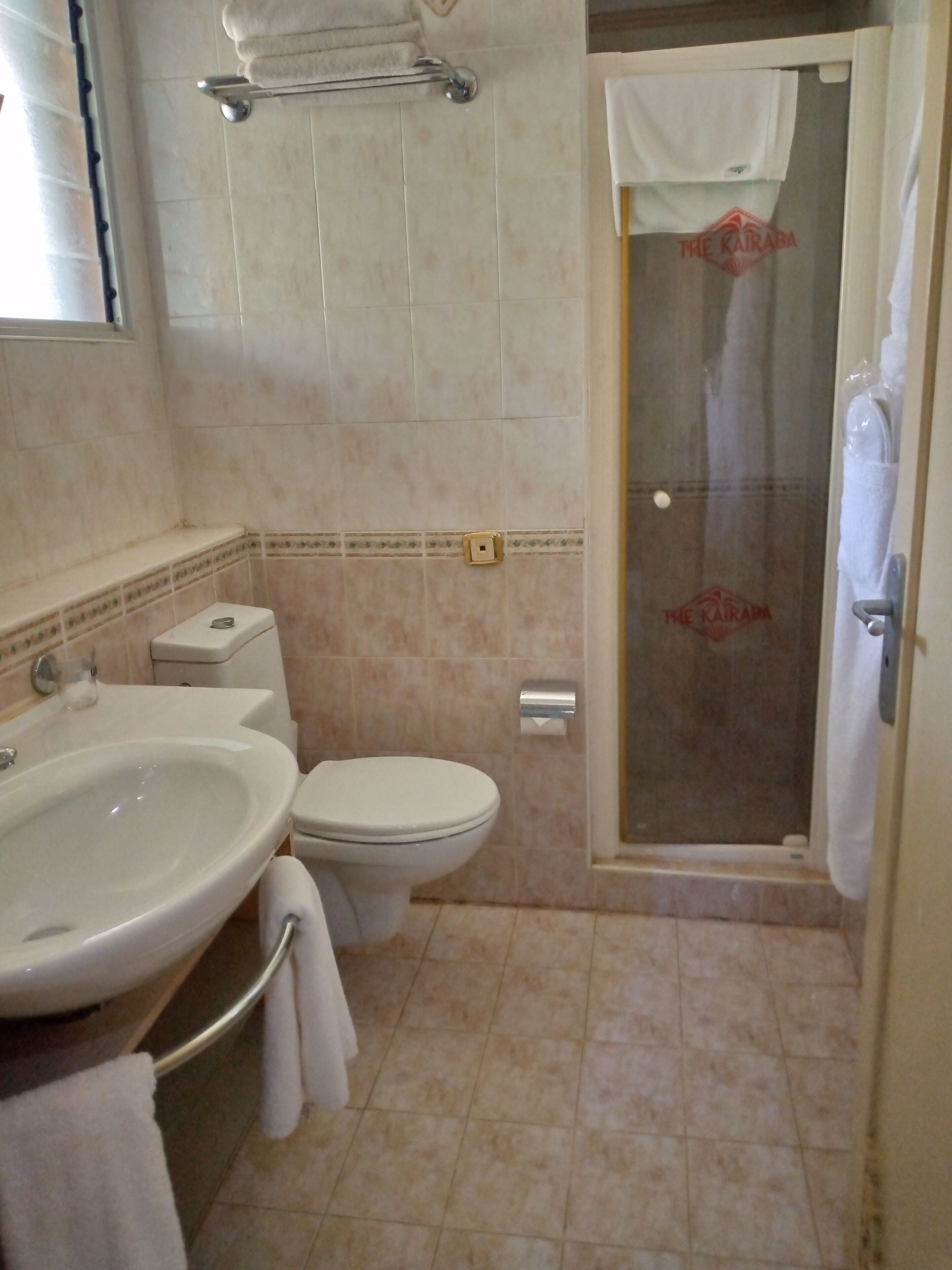 A bathroom with a sink, toilet, and shower.