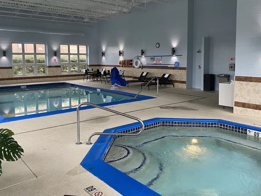 Indoor pool, open 8:00 AM to 11:00 PM, sun loungers