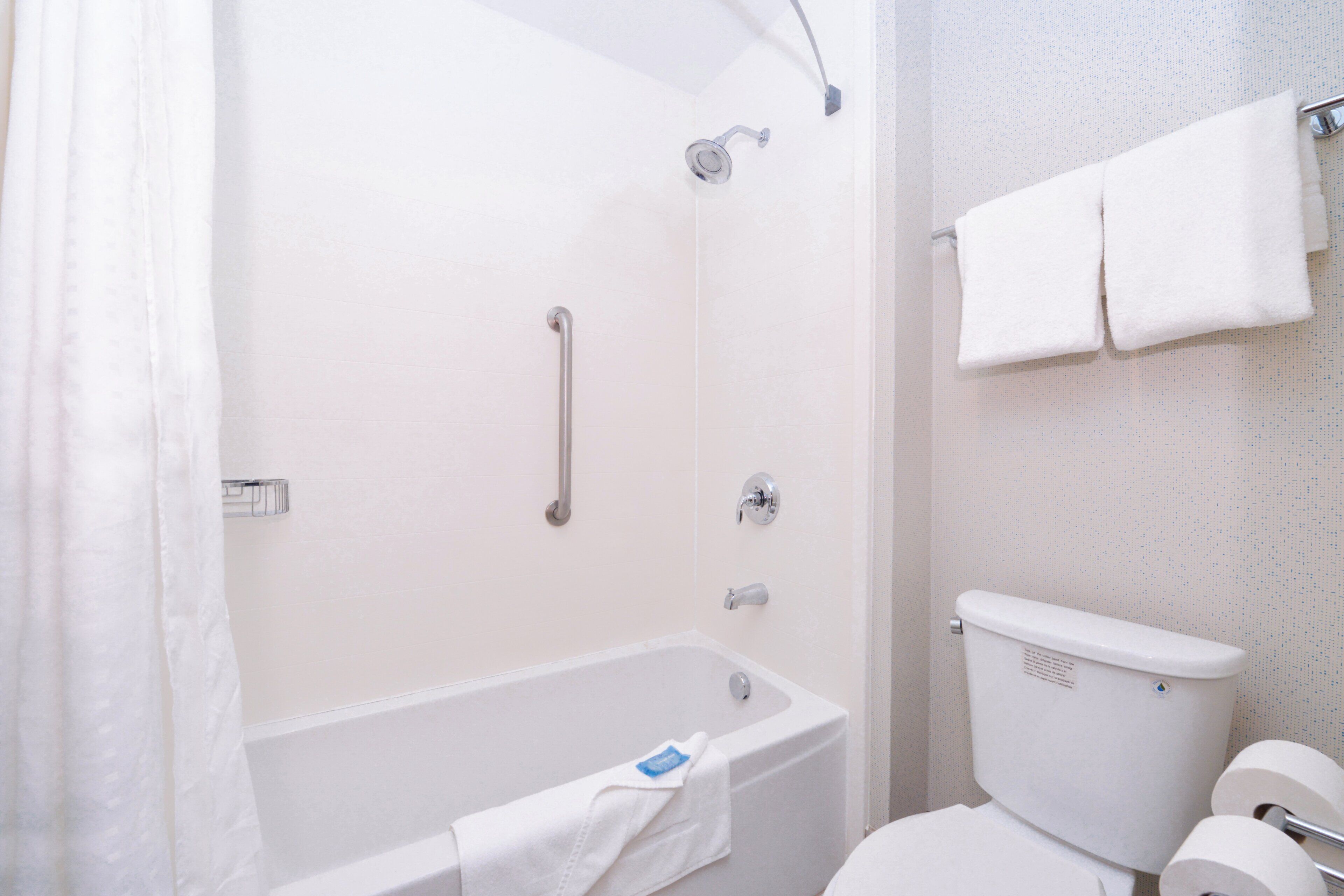 A bathroom with a bathtub, a toilet, and a shower.