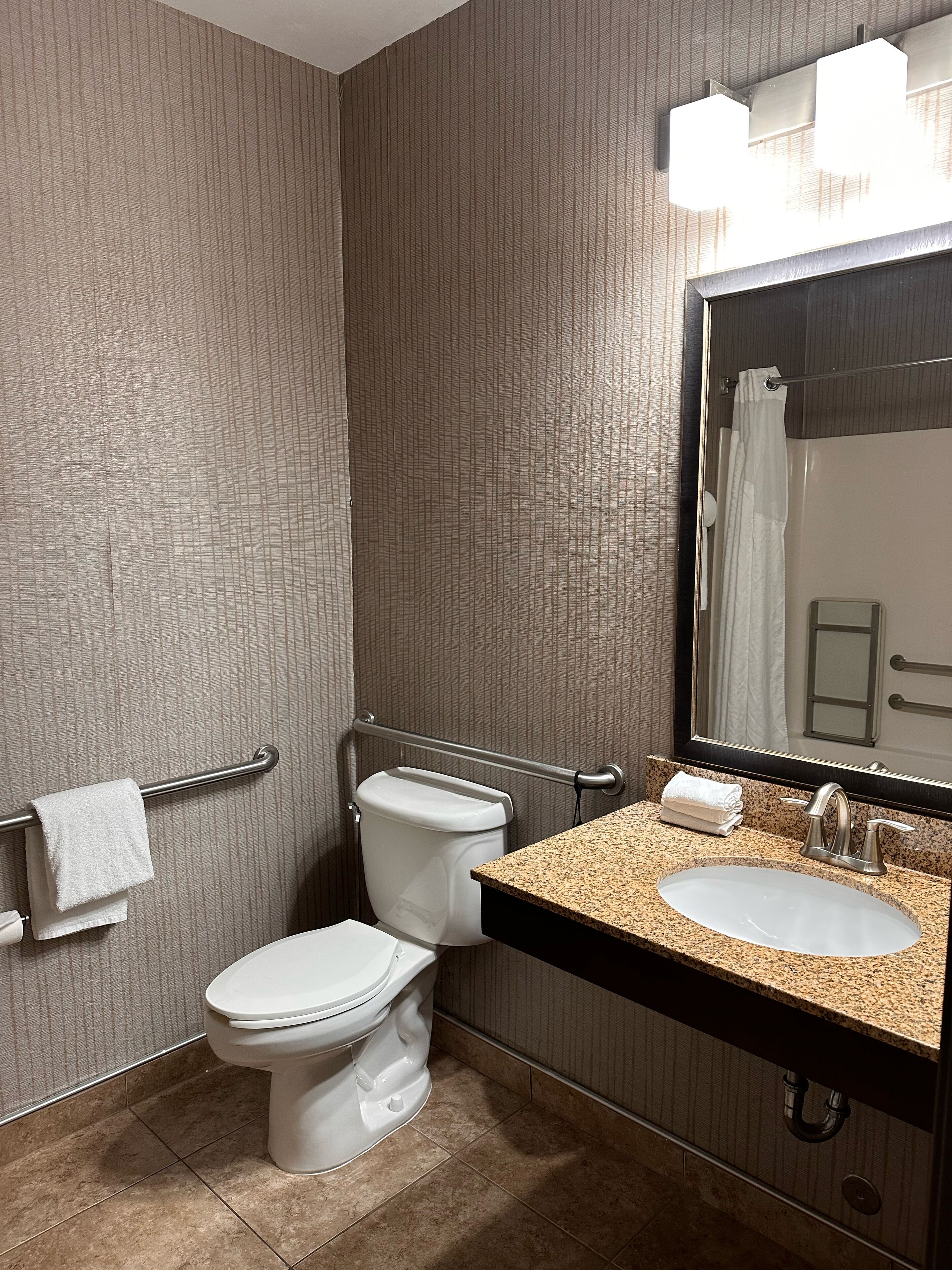 standard room, 2 queen beds, mobility accessible (communications, accessible tub) | bathroom | free toiletries, hair dryer, towels