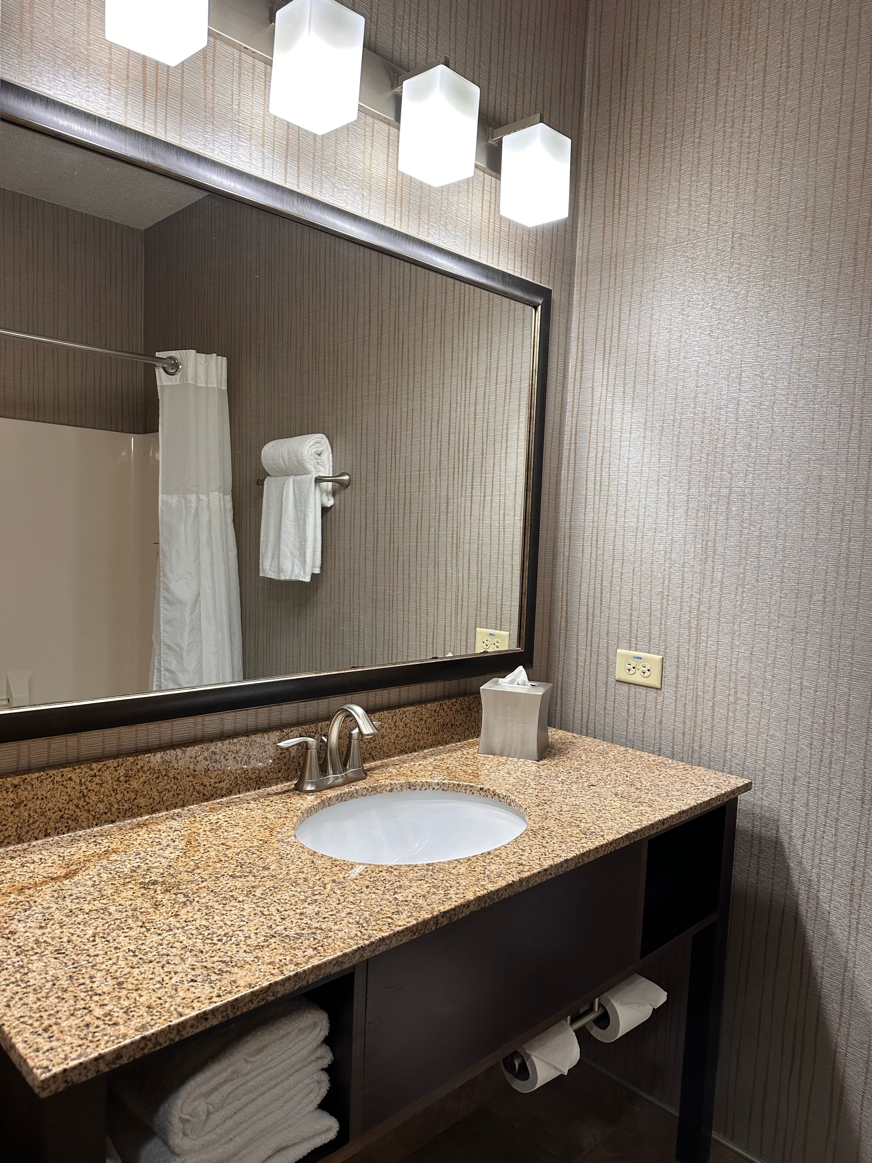 free toiletries, hair dryer, towels