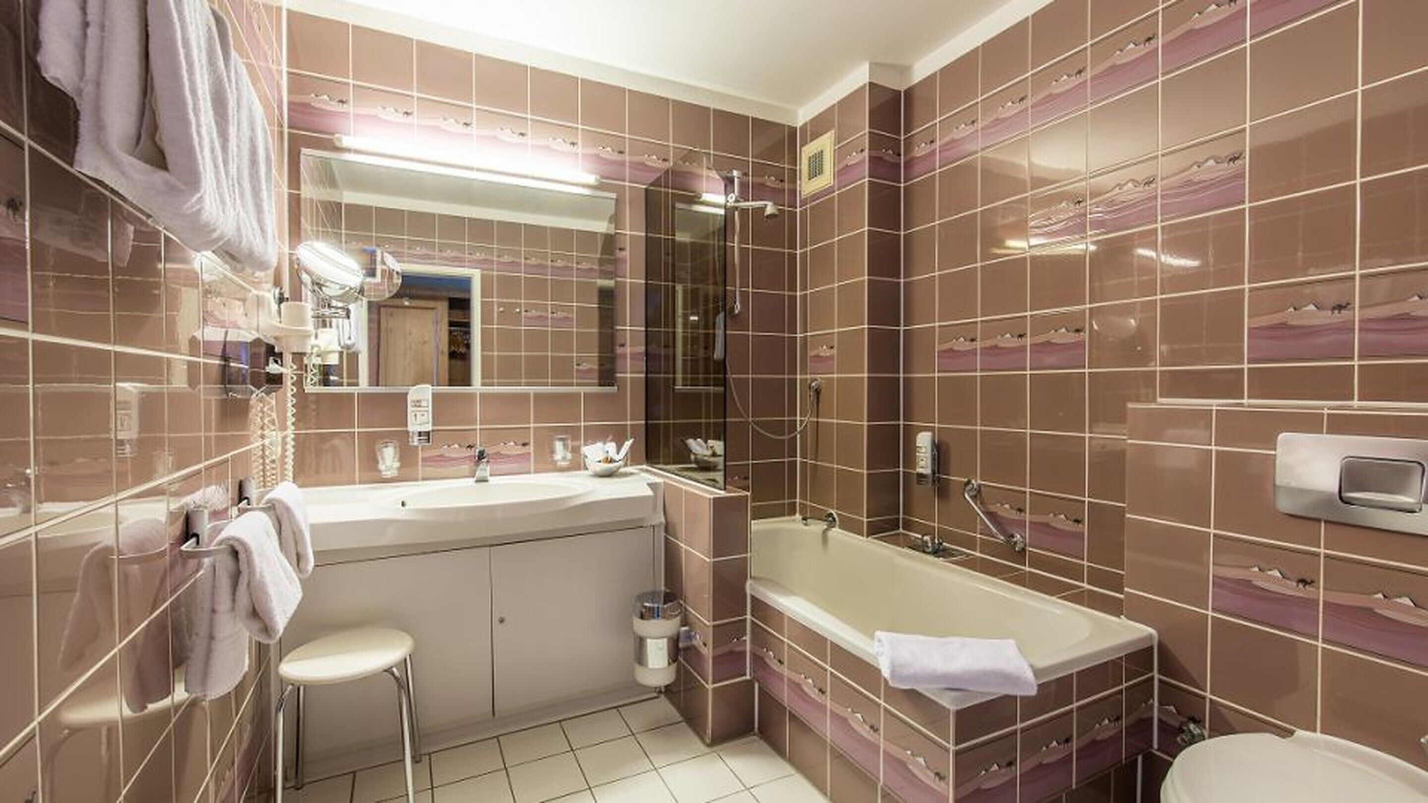 shower, hair dryer, bathrobes, towels