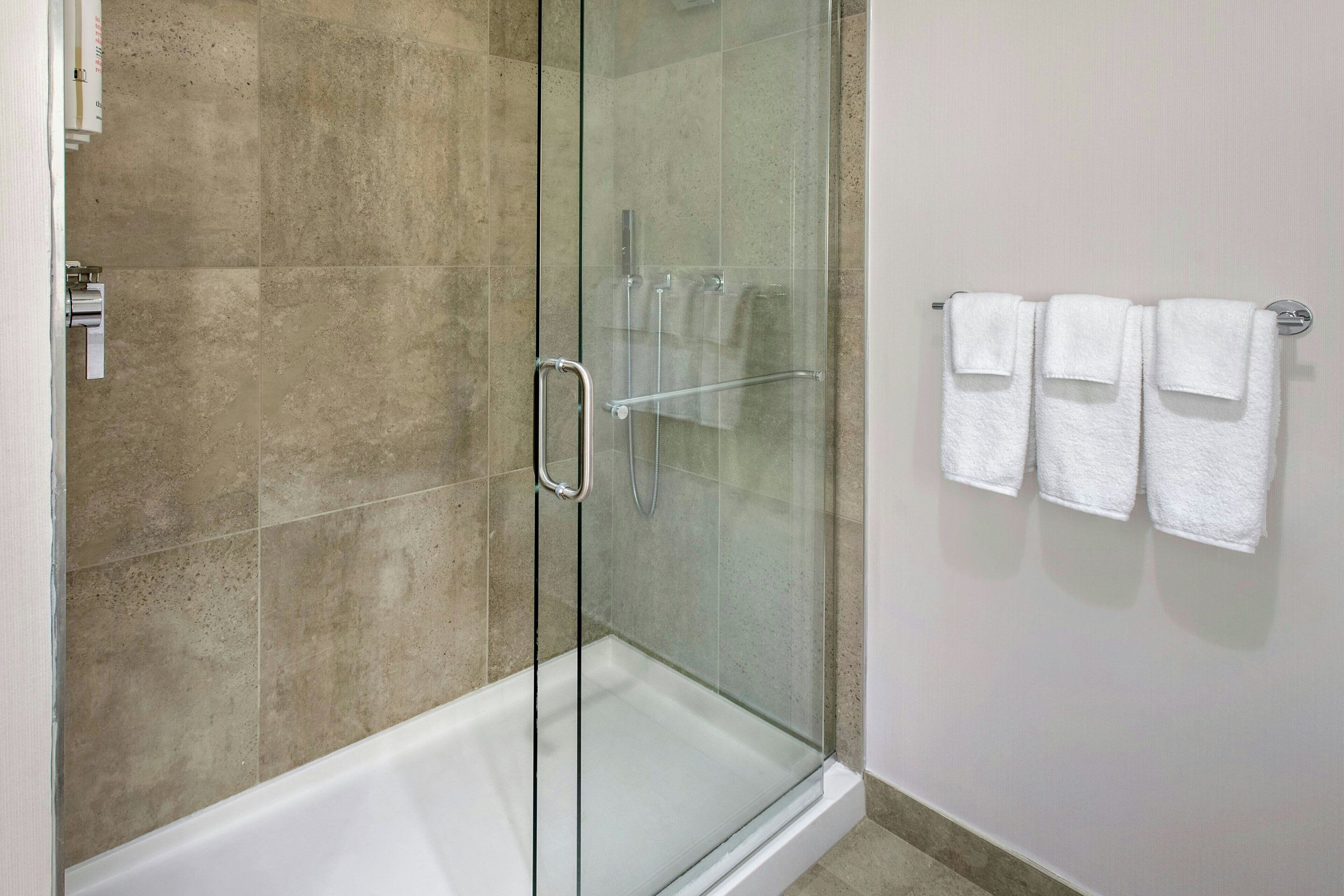 free toiletries, hair dryer, towels