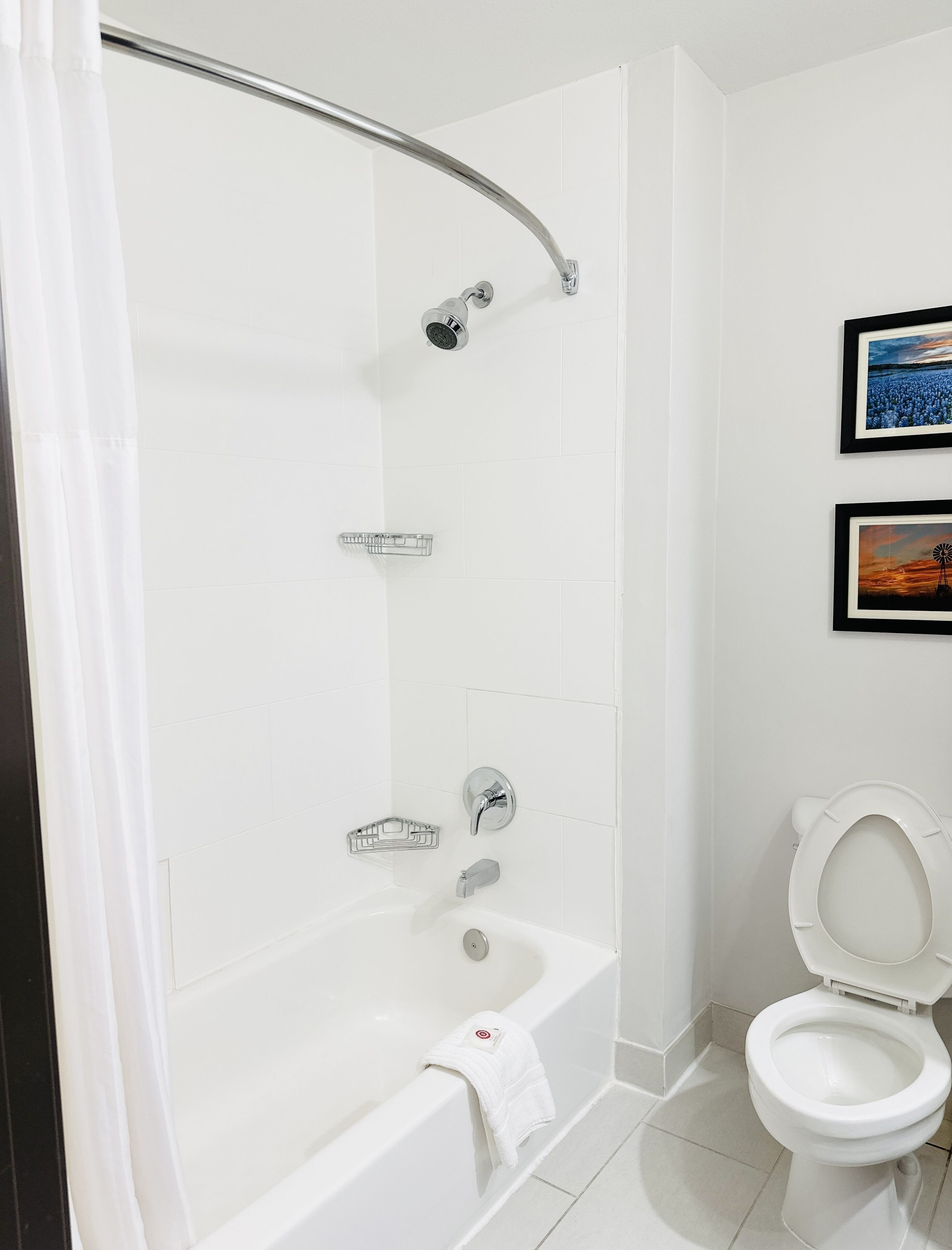 free toiletries, hair dryer, towels