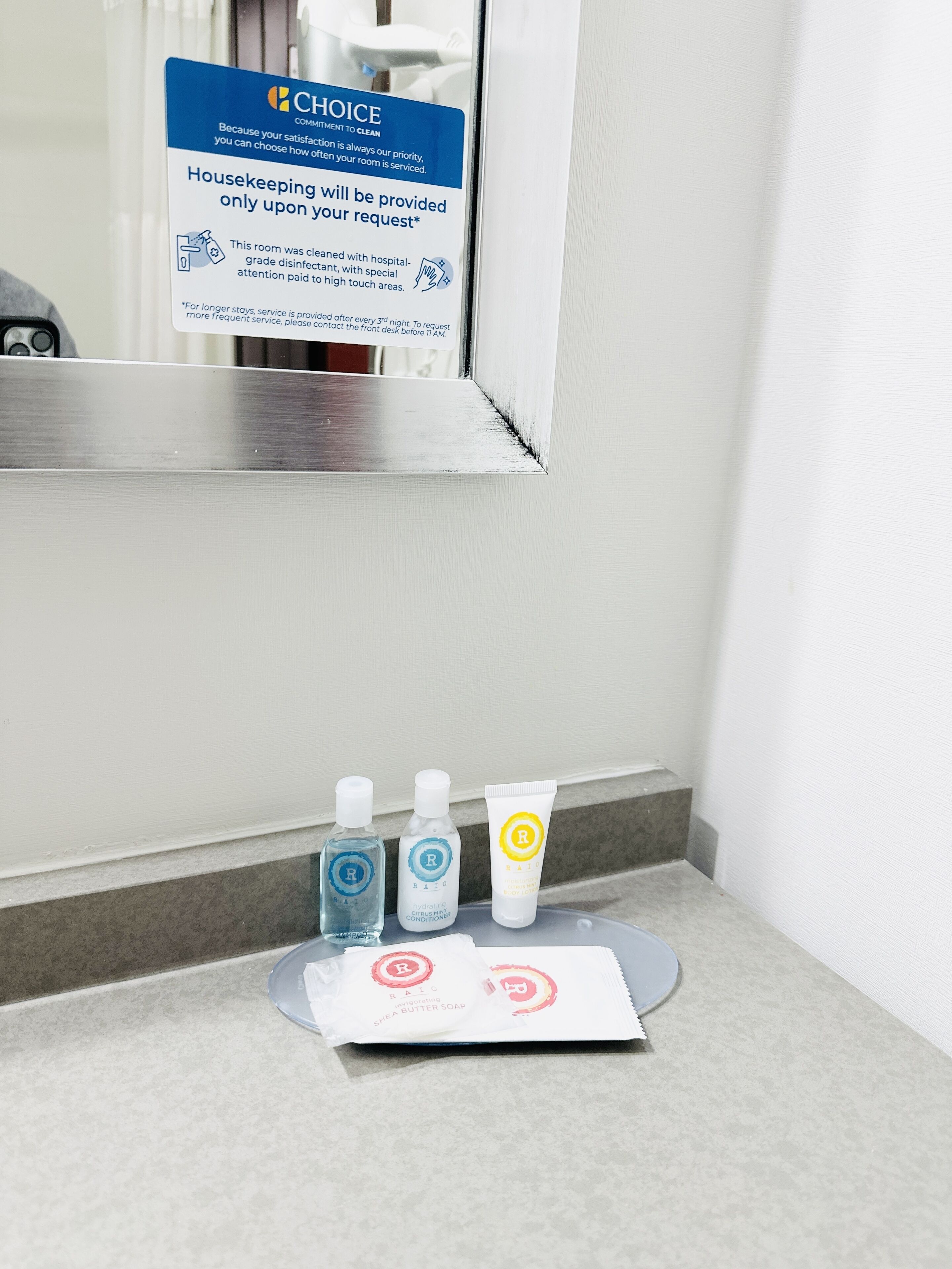 free toiletries, hair dryer, towels