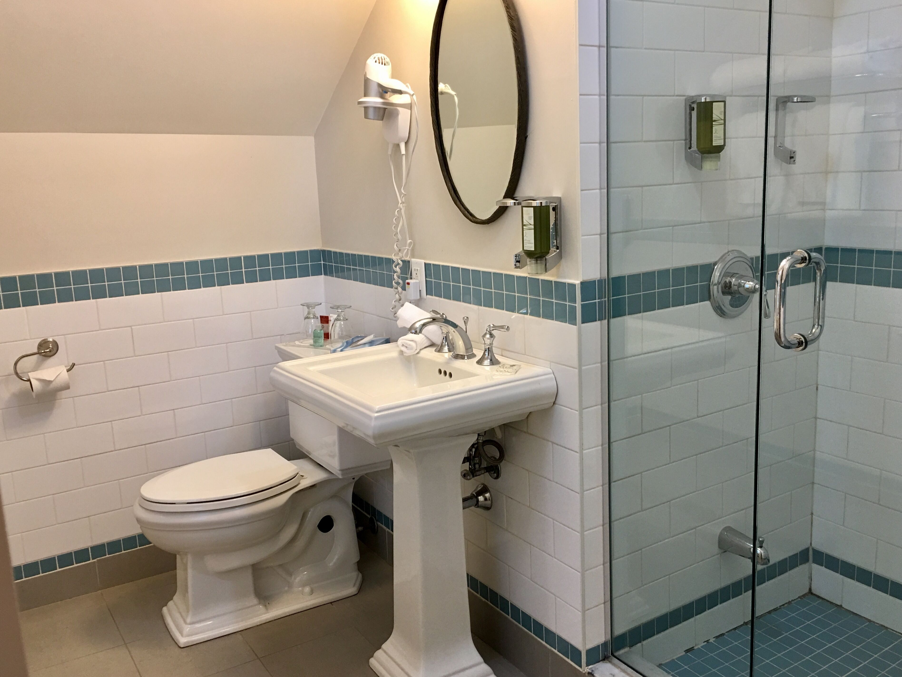 free toiletries, hair dryer, bathrobes, towels