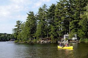 Private beach, sun loungers, beach towels, kayaking