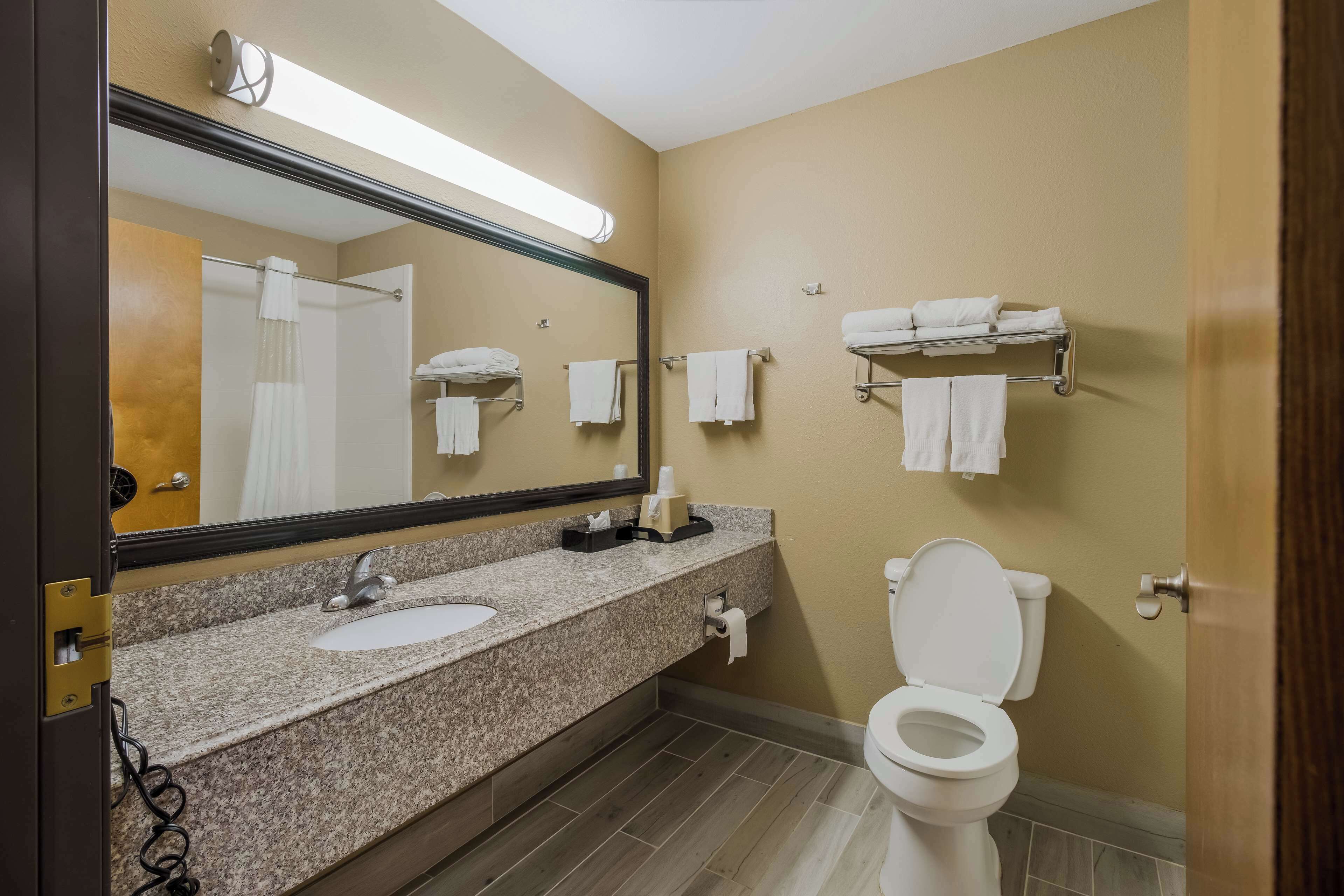 combined shower/bathtub, hair dryer, towels