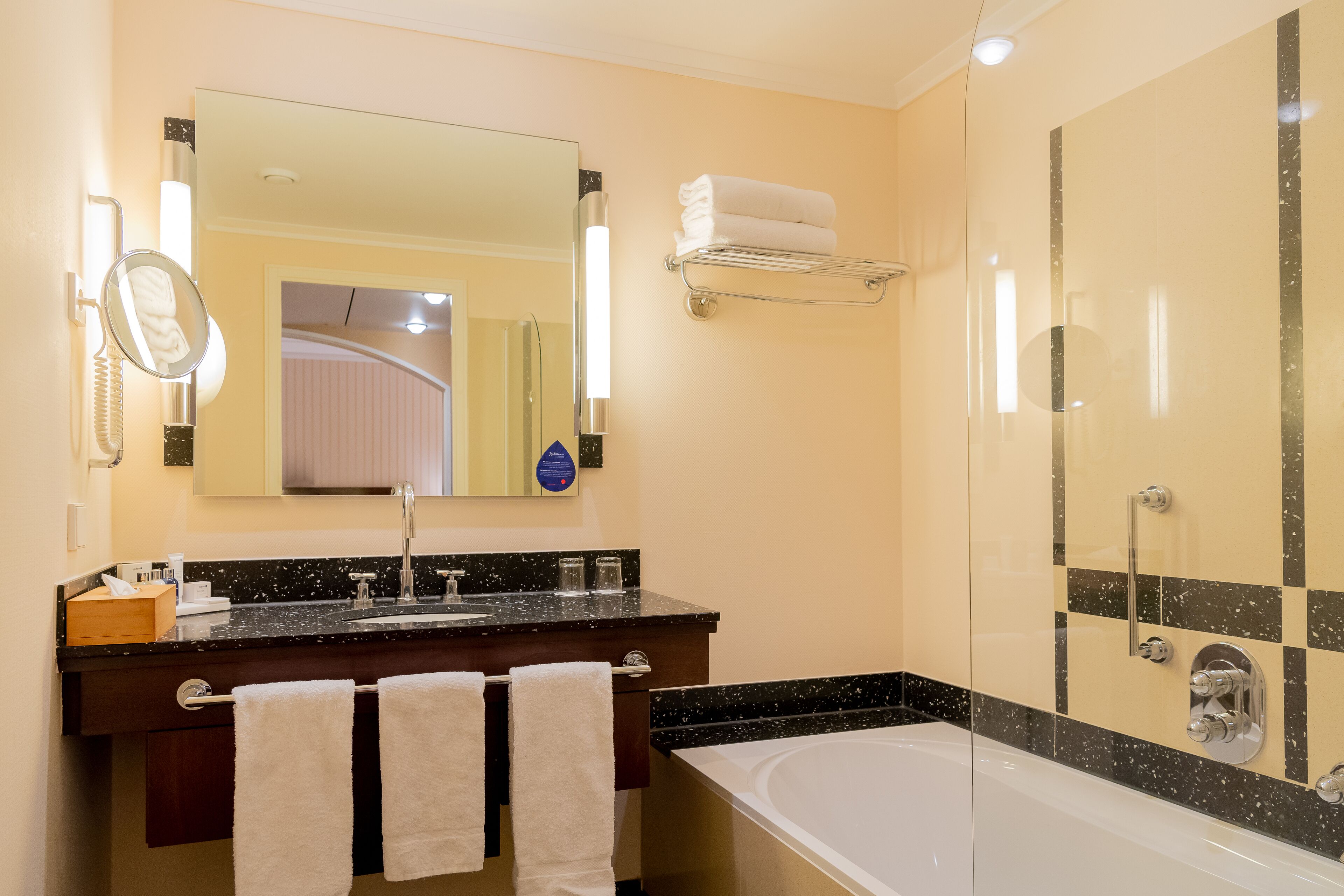 premium room | bathroom | free toiletries, hair dryer, towels, soap