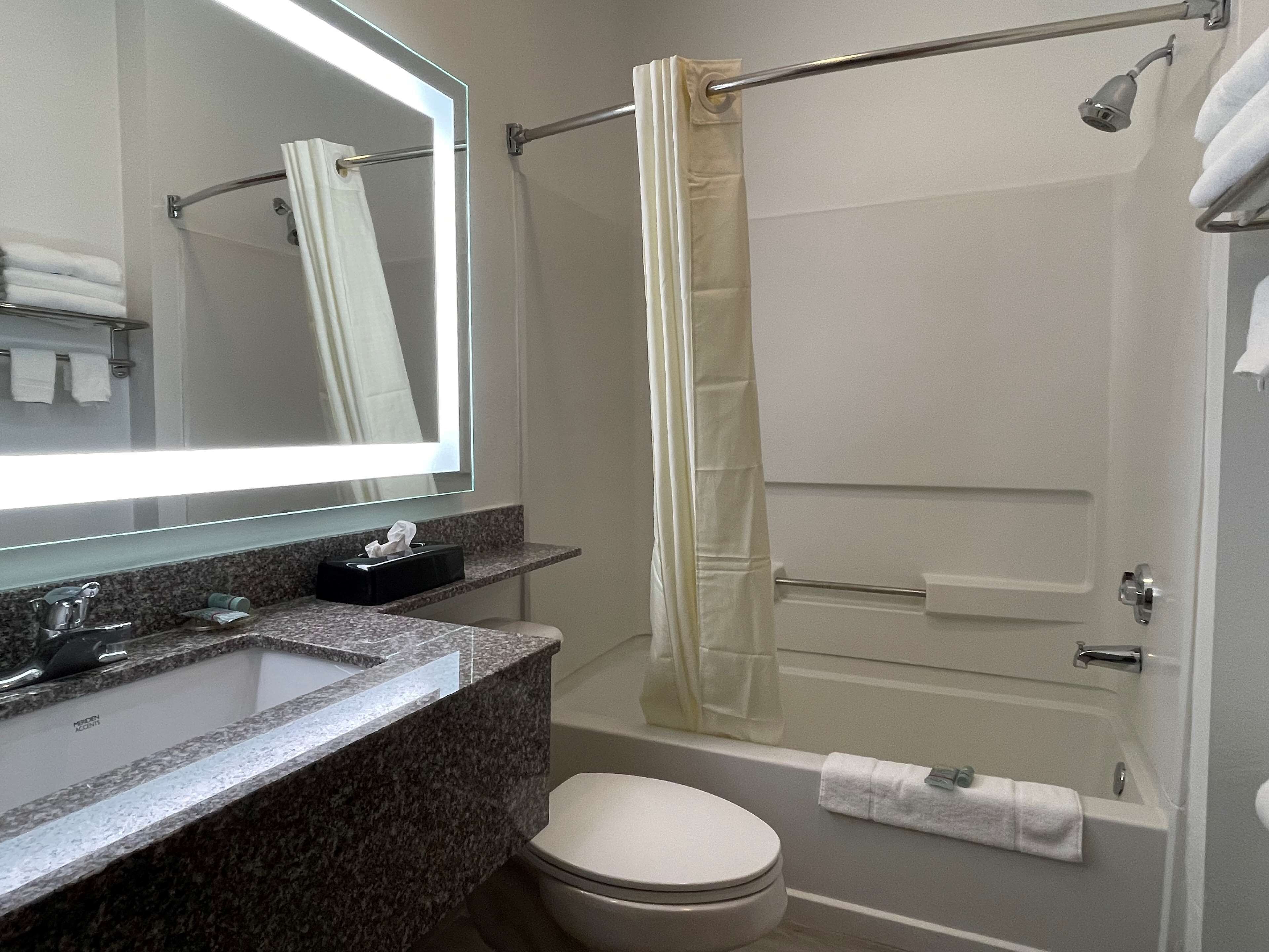 free toiletries, hair dryer, towels