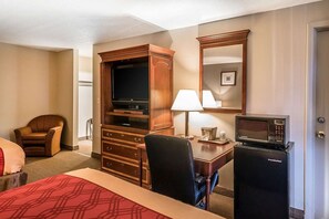 Desk, blackout curtains, iron/ironing board, free WiFi