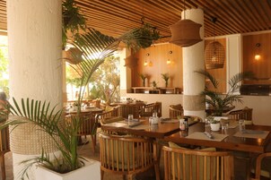 International cuisine, beach views 