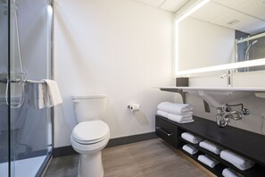 Ensemble douche/baignoire, articles de toilette de luxe, sèche-cheveux