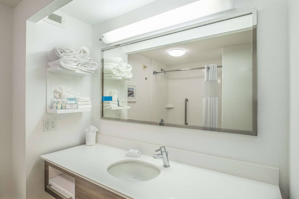 free toiletries, hair dryer, towels