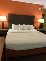 Escritorio, cortinas blackout y tabla de planchar con plancha 