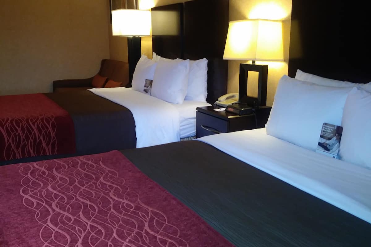 room, 2 queen beds, non smoking | desk, iron/ironing board, free cots/infant beds, free wifi