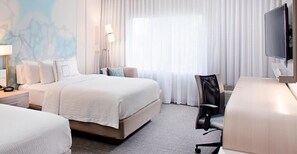 Hypo-allergenic bedding, pillow-top beds, desk, laptop workspace