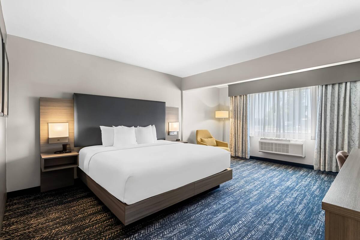 King, Accessible, Roll-in Shower | Pillowtop beds, desk, laptop workspace, blackout drapes