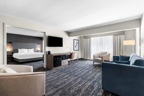 Premium bedding, pillow-top beds, desk, laptop workspace