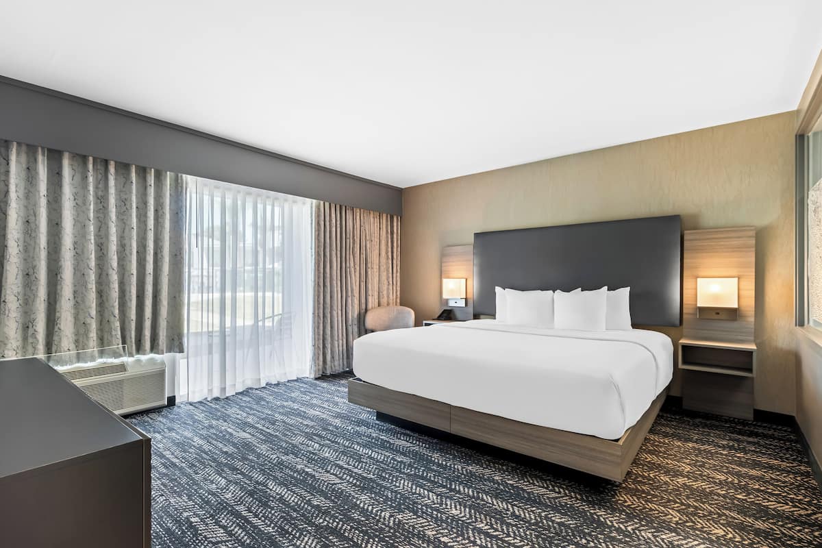 deluxe suite, 1 king bed, non smoking, pool view | premium bedding, pillow-top beds, desk, laptop workspace