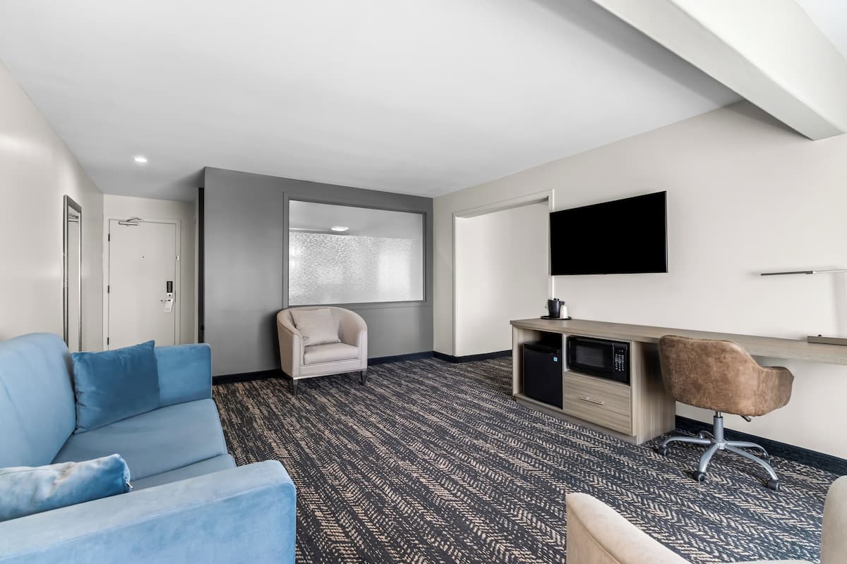 suite, 1 king bed, non smoking | living room | 50-inch flat-screen tv with cable channels