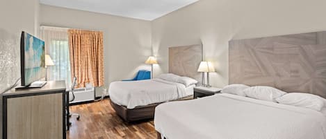 Standard Room, 2 Queen Beds | Pillowtop beds, desk, blackout drapes, iron/ironing board
