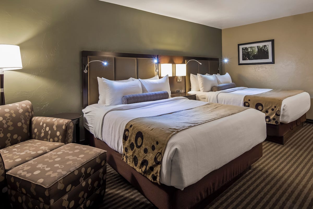 executive room, 2 queen beds, non smoking, refrigerator & microwave | premium bedding, iron/ironing board, free wifi, bed sheets