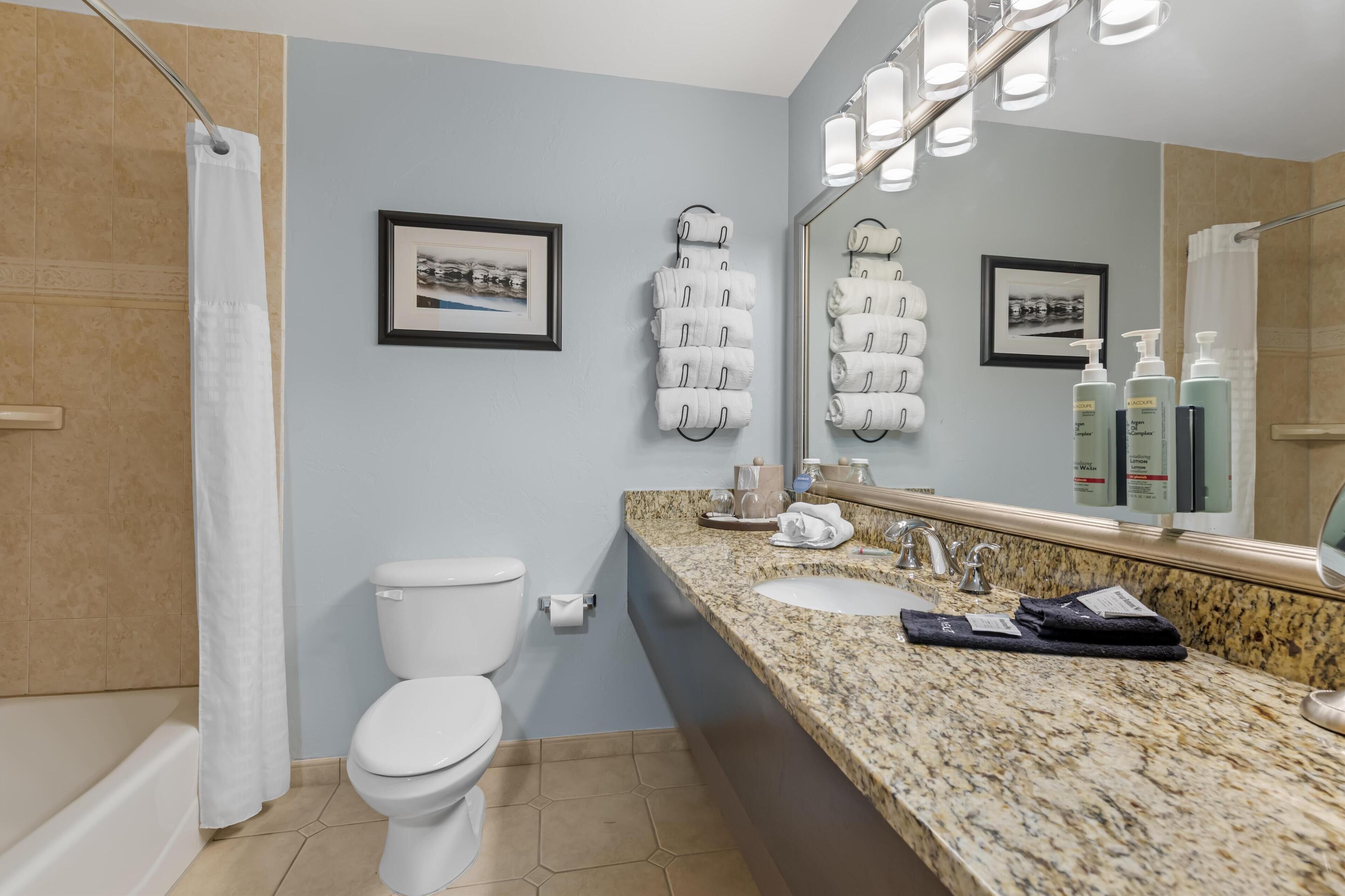 executive room, 2 queen beds, non smoking, refrigerator & microwave | bathroom | hair dryer, towels