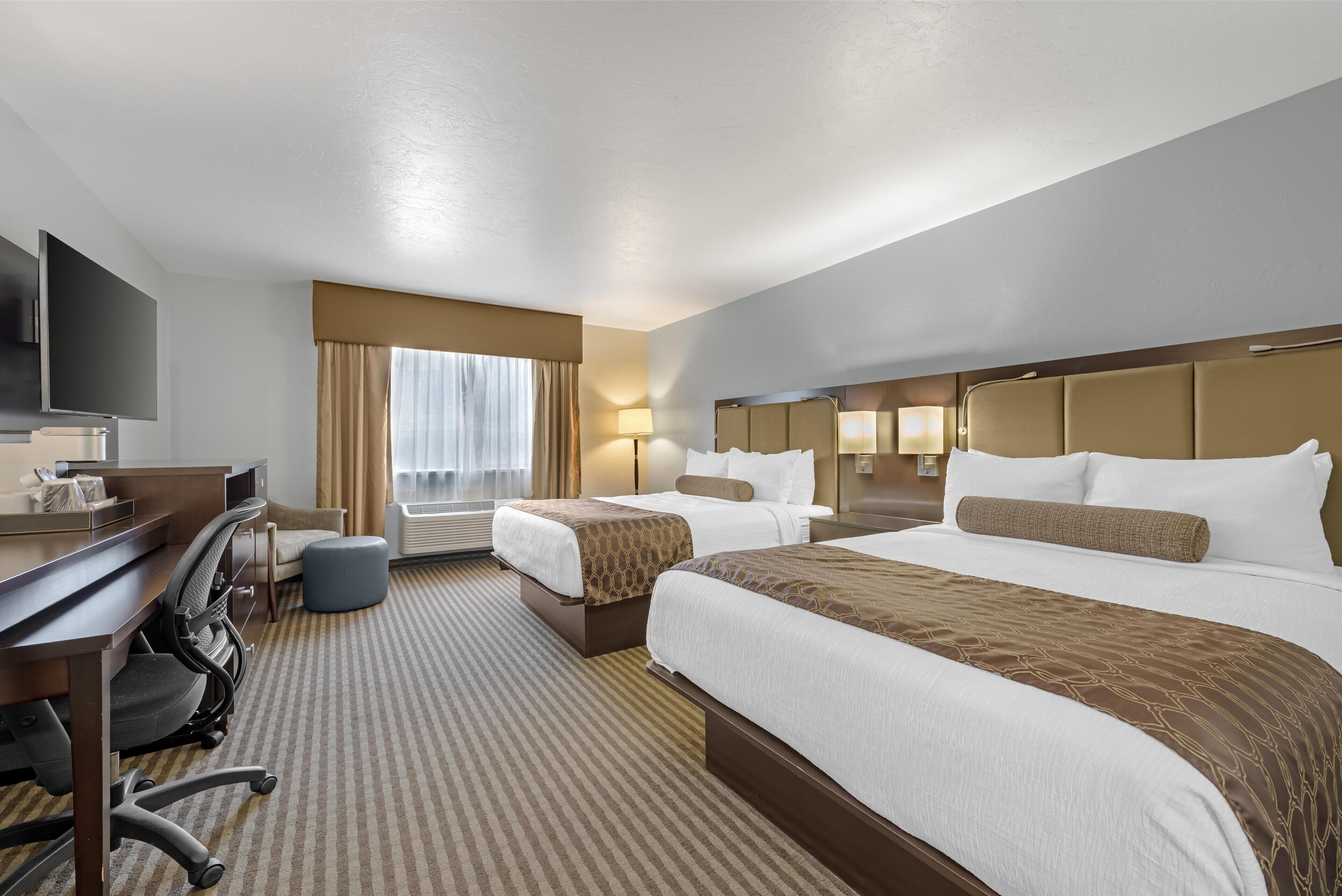 executive room, 2 queen beds, non smoking, refrigerator & microwave | premium bedding, iron/ironing board, free wifi, bed sheets