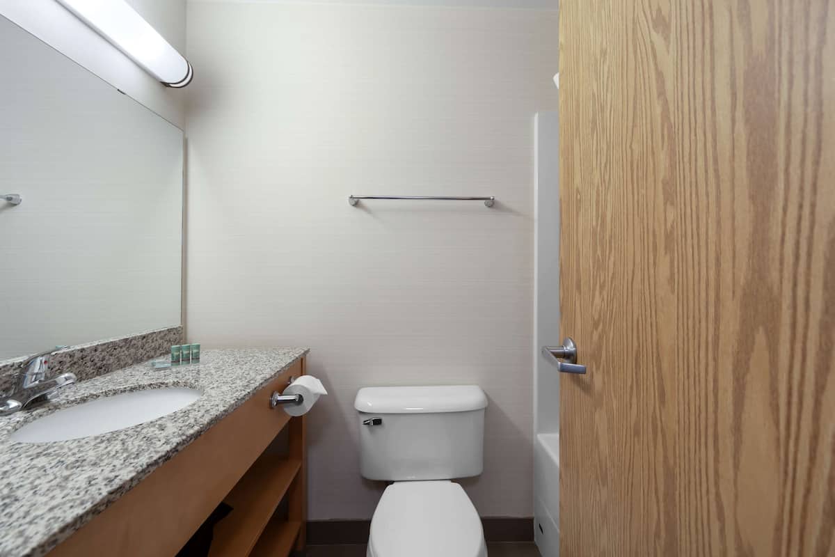 Combined shower/bathtub, deep-soaking bathtub, free toiletries