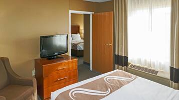 Premium bedding, desk, blackout curtains, iron/ironing board