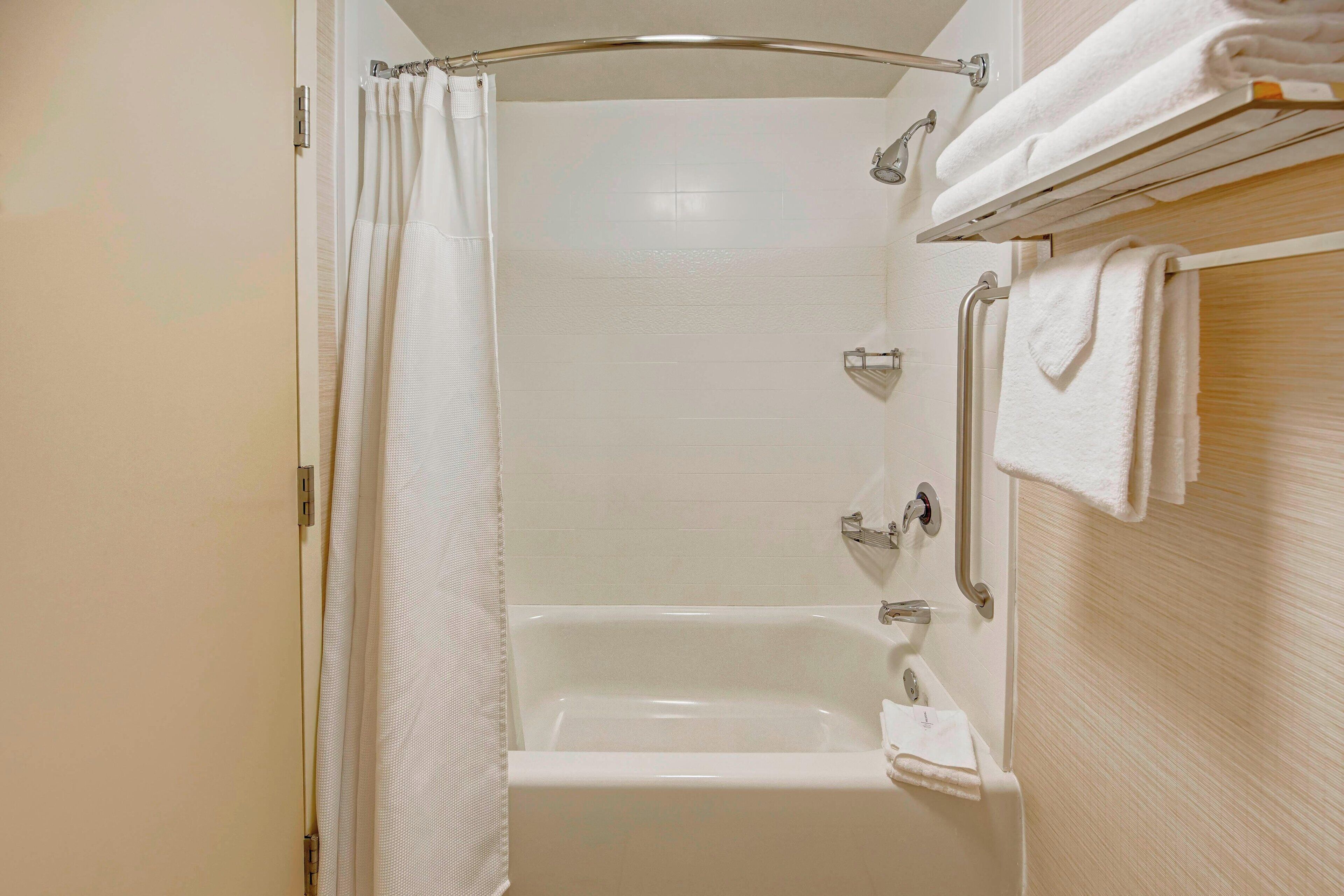 free toiletries, hair dryer, towels