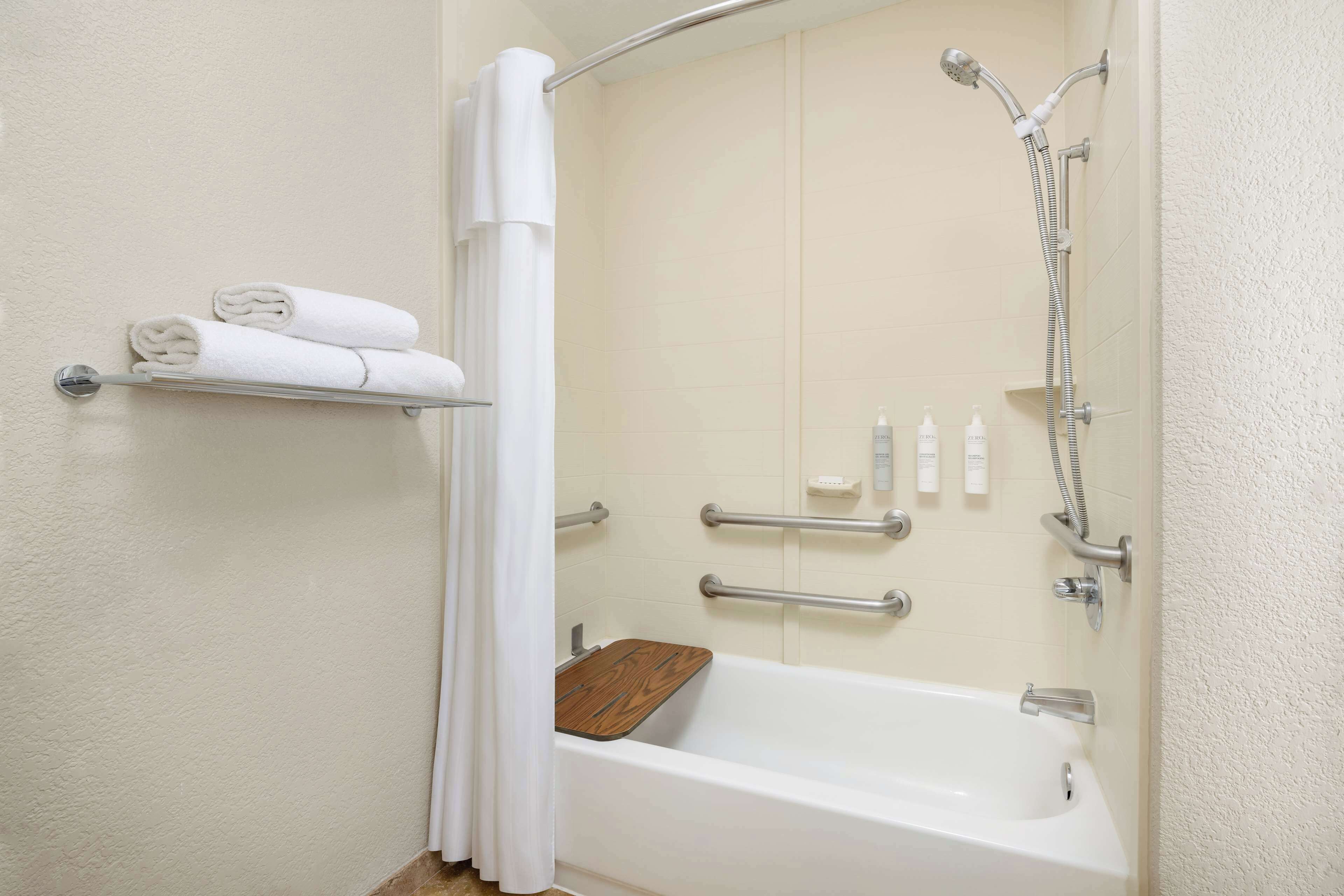 free toiletries, hair dryer, towels