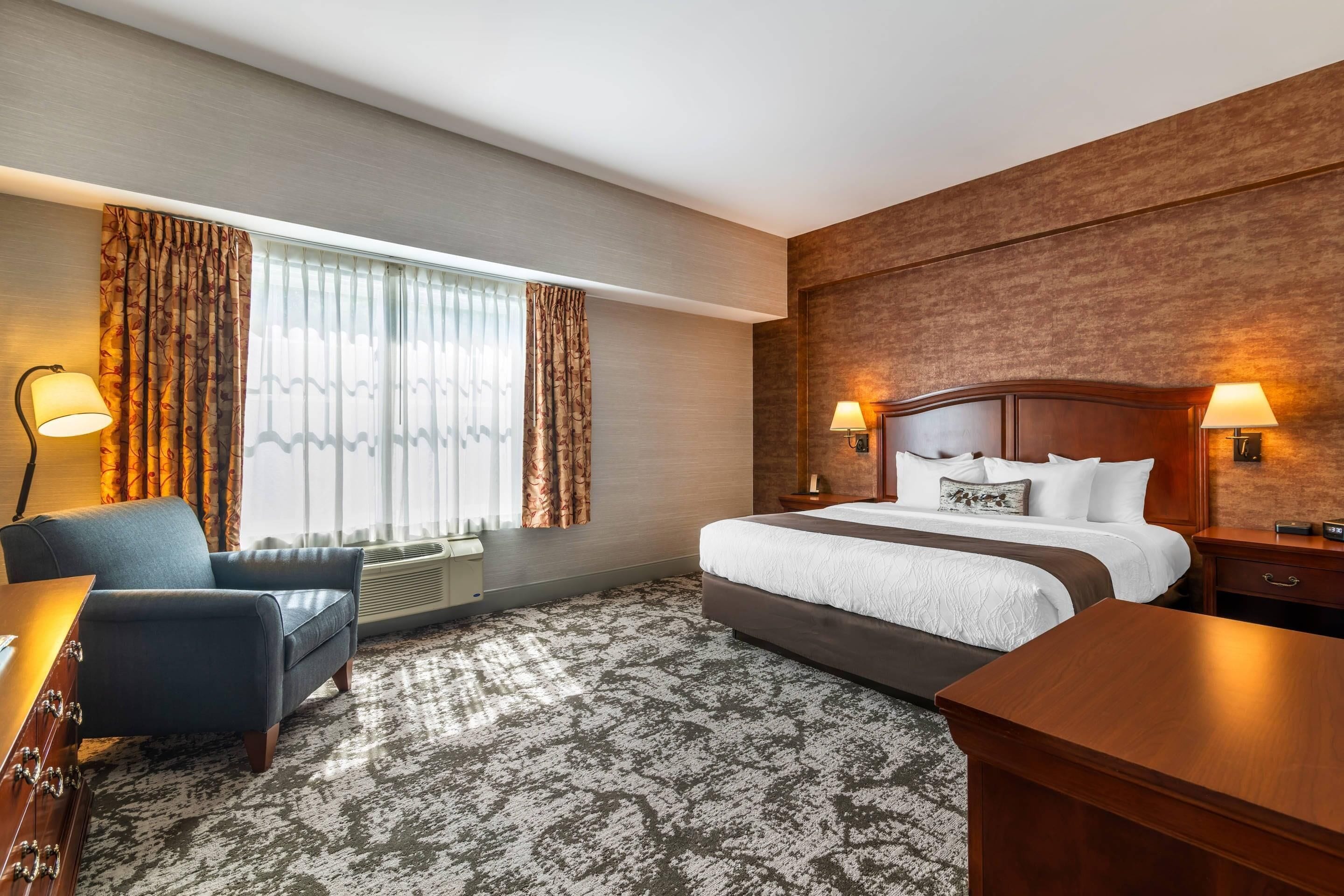 Suite, 1 cama de matrimonio grande con sofá cama, accesible para personas con discapacidad | Ropa de cama hipoalergénica y escritorio