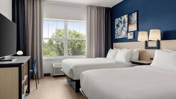 Premium bedding, desk, blackout curtains, iron/ironing board