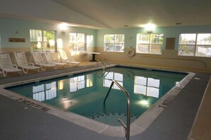 Indoor pool, open 6:00 AM to 10:00 PM, sun loungers