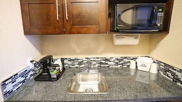 Fridge, microwave, coffee/tea maker