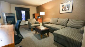 36-inch flat-screen TV with cable channels, TV
