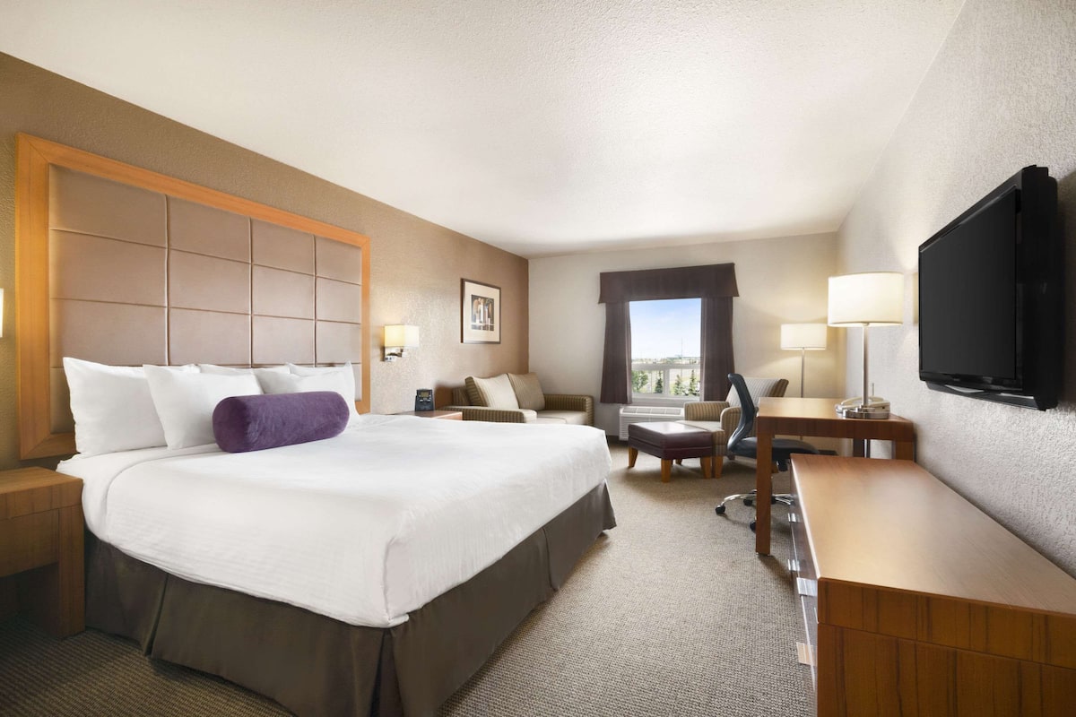 Premium bedding, desk, blackout curtains, iron/ironing board